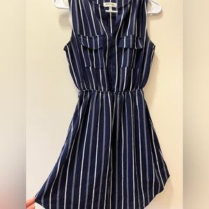 Navy Blue and White Striped Summer Dress